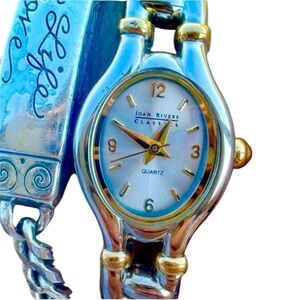 Joan Rivers Gold Silver Watch | Cuban Bracelet Style